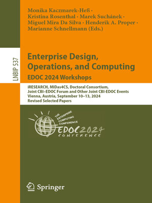 cover image of Enterprise Design, Operations, and Computing. EDOC 2024 Workshops